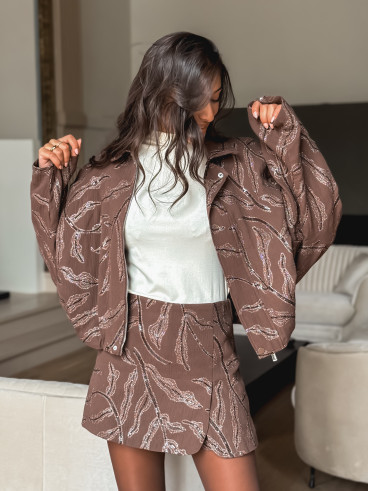 Veste à motifs Nergis - Chocolat