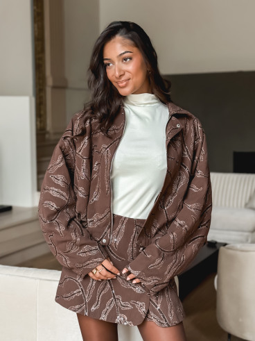 Veste à motifs Nergis - Chocolat