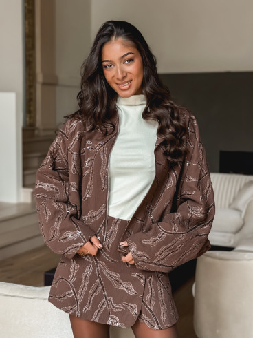 Veste à motifs Nergis - Chocolat