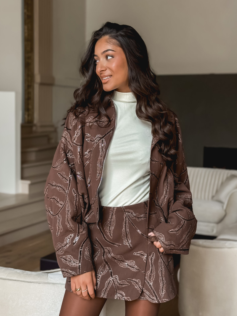 Veste à motifs Nergis - Chocolat