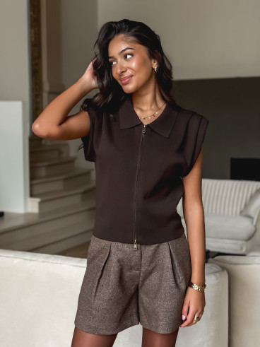 Blouse sans manches Veronika - Chocolat Blouse sans manches Veronika - Chocolat