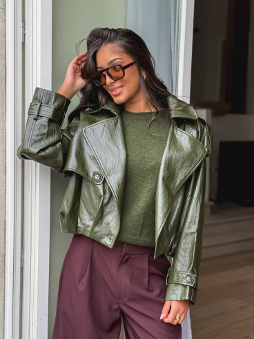 Veste en simili Rosélia - Vert olive