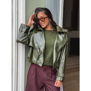 Veste en simili Rosélia - Vert olive