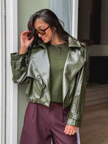 Veste en simili Rosélia - Vert olive