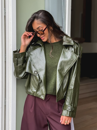 Veste en simili Rosélia - Vert olive