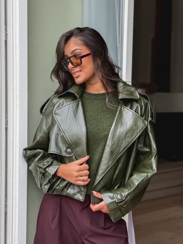 Veste en simili Rosélia - Vert olive