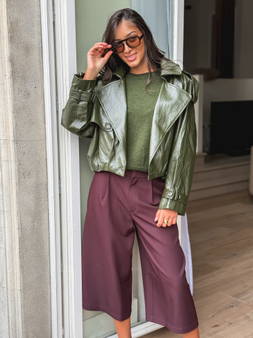 Veste en simili Rosélia - Vert olive