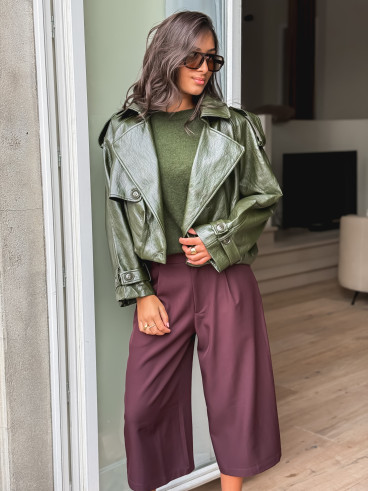Veste en simili Rosélia - Vert olive