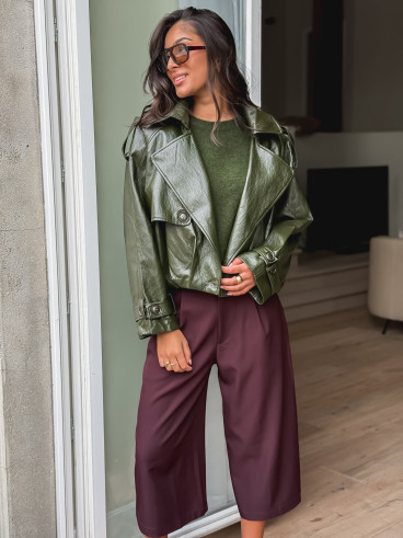 Veste en simili Rosélia - Vert olive