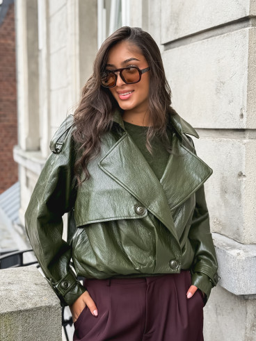 Veste en simili Rosélia - Vert olive