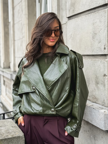Veste en simili Rosélia - Vert olive