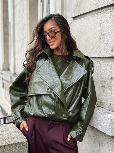 Veste en simili Rosélia - Vert olive