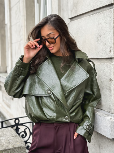 Veste en simili Rosélia - Vert olive