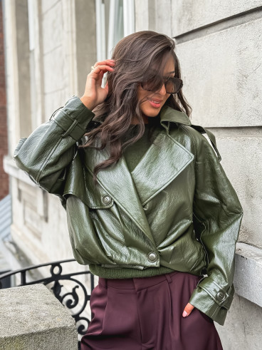 Veste en simili Rosélia - Vert olive