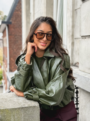 Veste en simili Rosélia - Vert olive