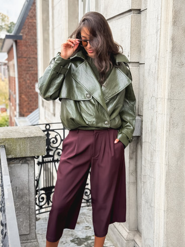 Veste en simili Rosélia - Vert olive