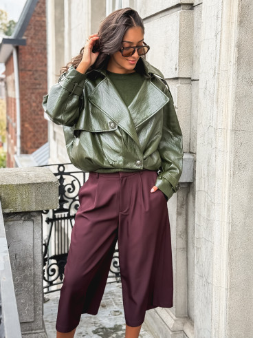 Veste en simili Rosélia - Vert olive
