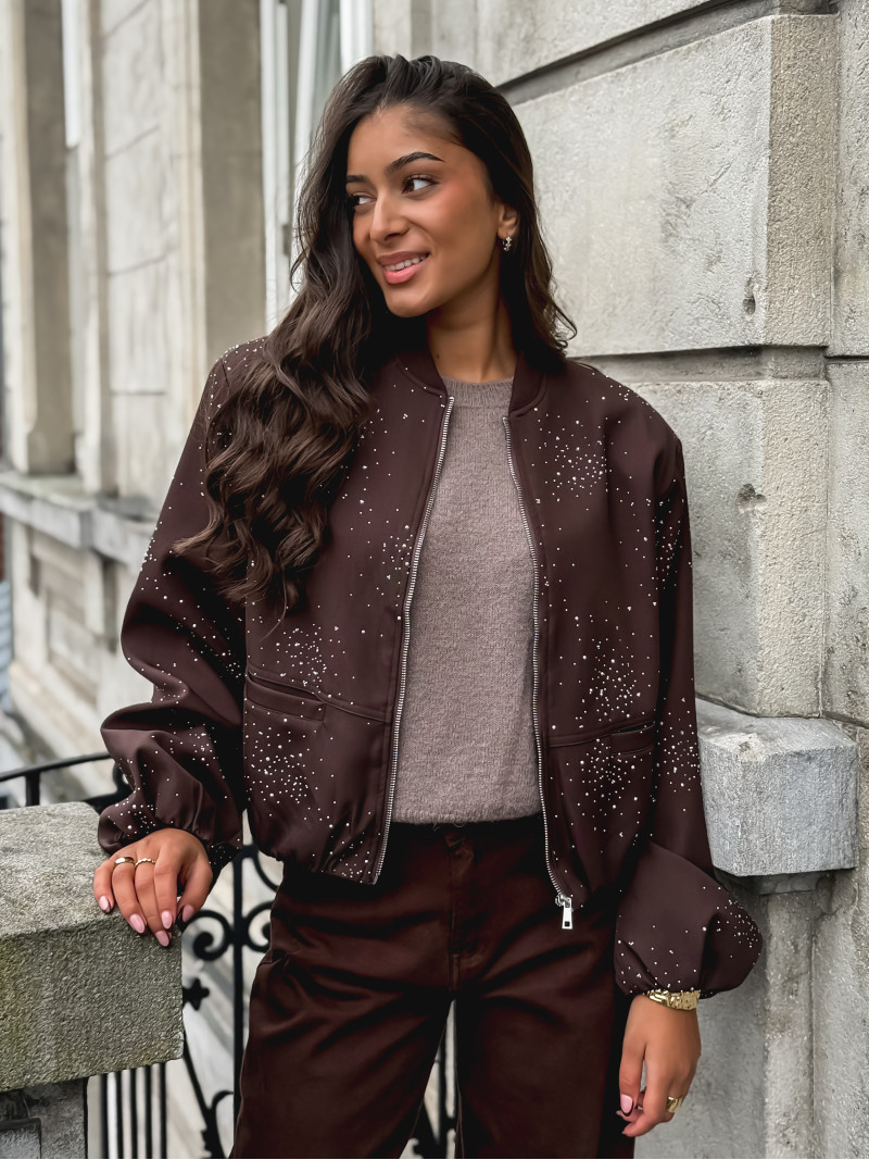 Bomber à strass Ceylan - Chocolat