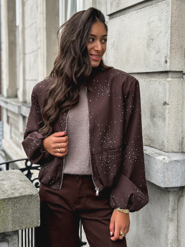 Bomber à strass Ceylan - Chocolat