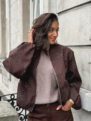Bomber à strass Ceylan - Chocolat Bomber à strass Ceylan - Chocolat