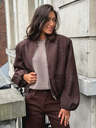 Bomber à strass Ceylan - Chocolat