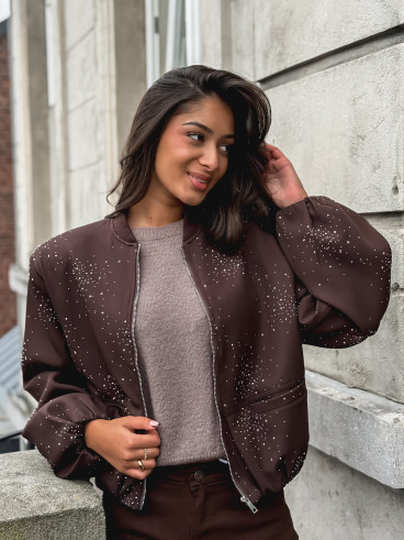 Bomber à strass Ceylan - Chocolat