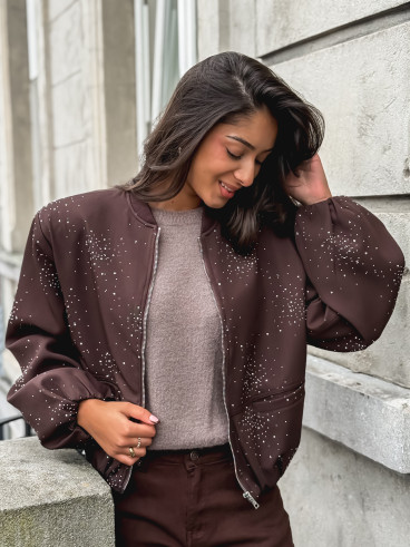 Bomber à strass Ceylan - Chocolat