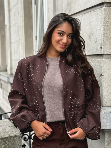 Bomber à strass Ceylan - Chocolat