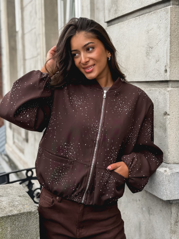 Bomber à strass Ceylan - Chocolat