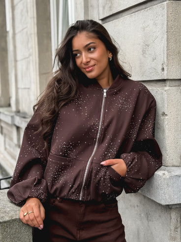 Bomber à strass Ceylan - Chocolat
