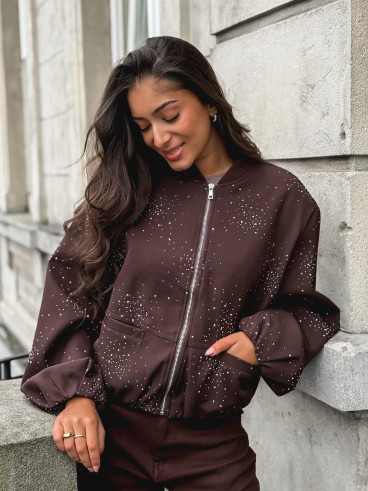 Bomber à strass Ceylan - Chocolat