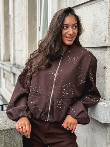 Bomber à strass Ceylan - Chocolat
