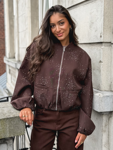 Bomber à strass Ceylan - Chocolat