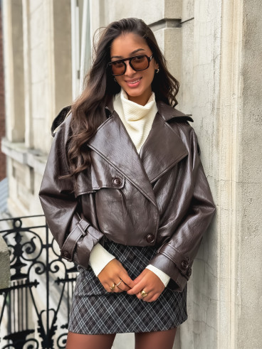 Veste en simili Rosélia - Chocolat