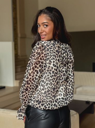 Blouse léopard Amandie - Noir