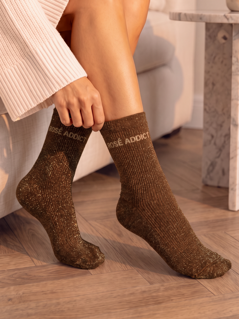 Chaussettes "Rosé addict" - Café