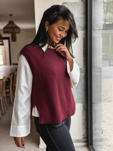 Pull sans manches Catherina - Bordeaux