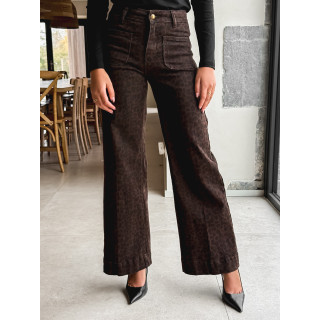Jeans léopard Alaya - Chocolat/Noir
