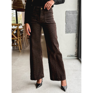 Jeans léopard Alaya - Chocolat/Noir