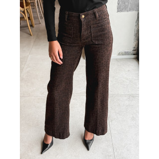 Jeans léopard Alaya - Chocolat/Noir
