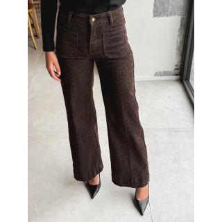 Jeans léopard Alaya - Chocolat/Noir