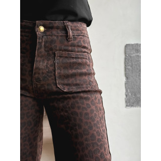 Jeans léopard Alaya - Chocolat/Noir