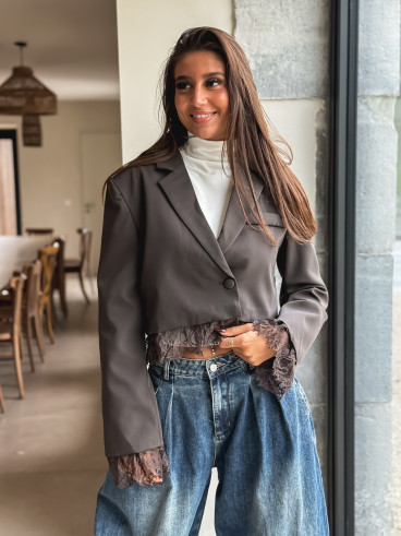 Blazer court Isoline - Chocolat