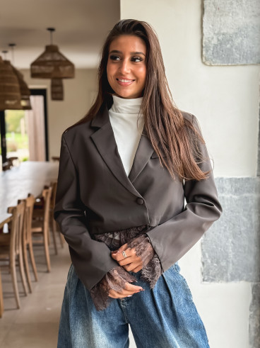 Blazer court Isoline - Chocolat