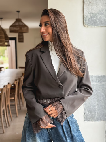 Blazer court Isoline - Chocolat