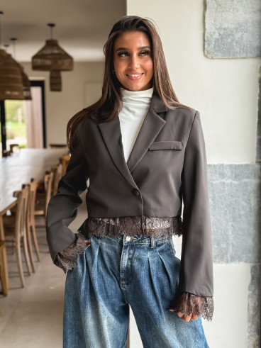 Blazer court Isoline - Chocolat