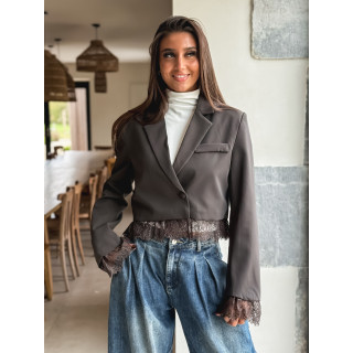 Blazer court Isoline - Chocolat
