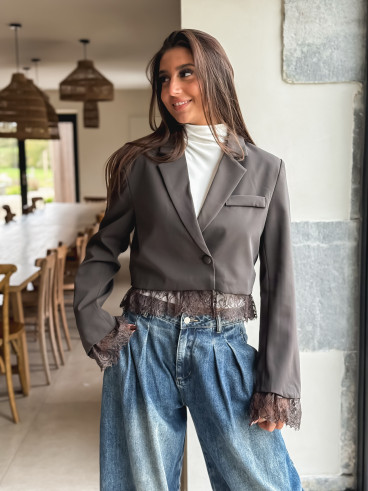 Blazer court Isoline - Chocolat