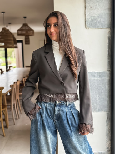 Blazer court Isoline - Chocolat