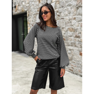 Pull ligné Élanora - Gris/Blanc